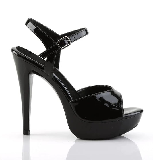 Women’s Black Patent Platform Stiletto Heels – Ankle Strap High Heel Sandals