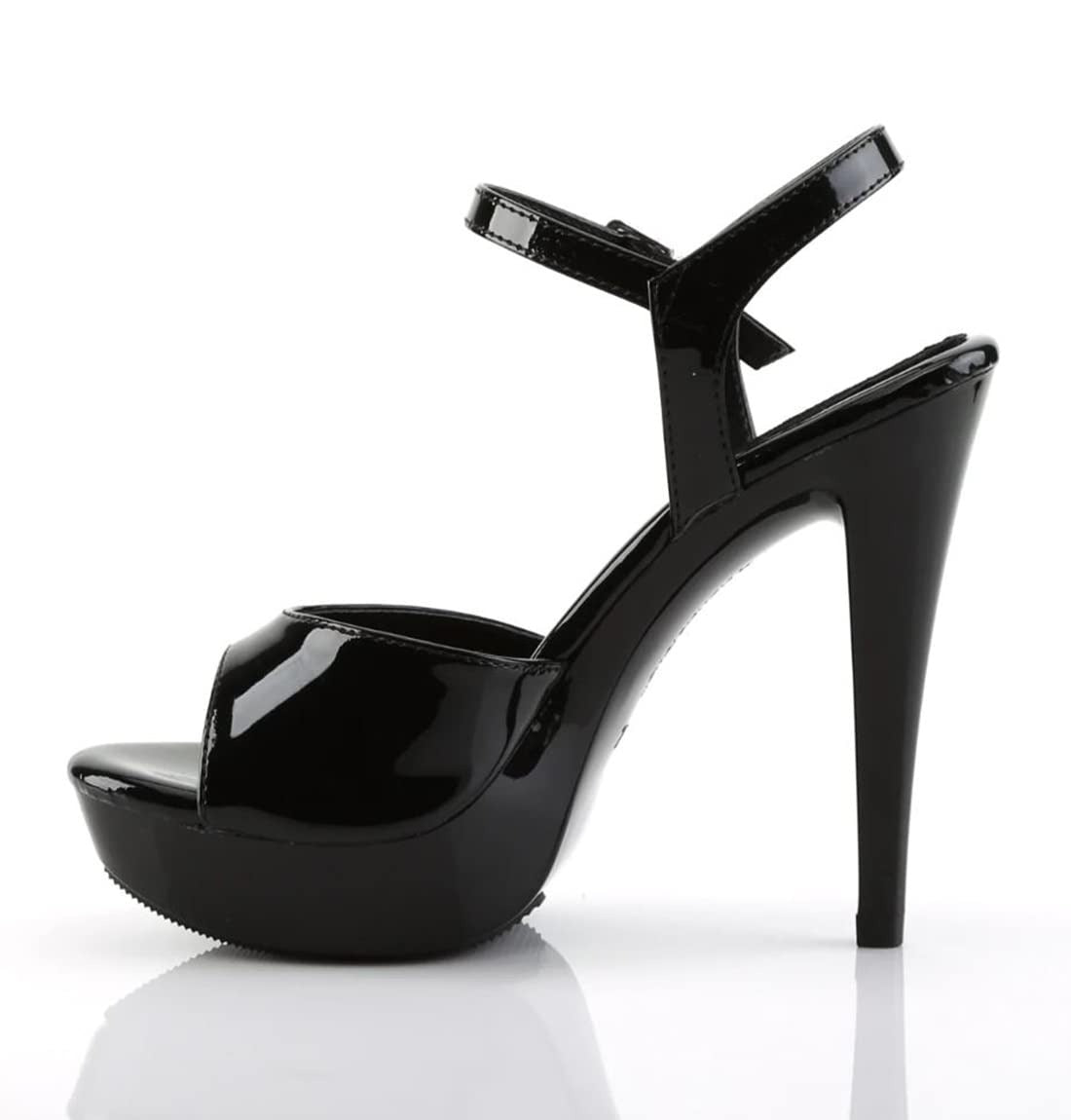 Women’s Black Patent Platform Stiletto Heels – Ankle Strap High Heel Sandals