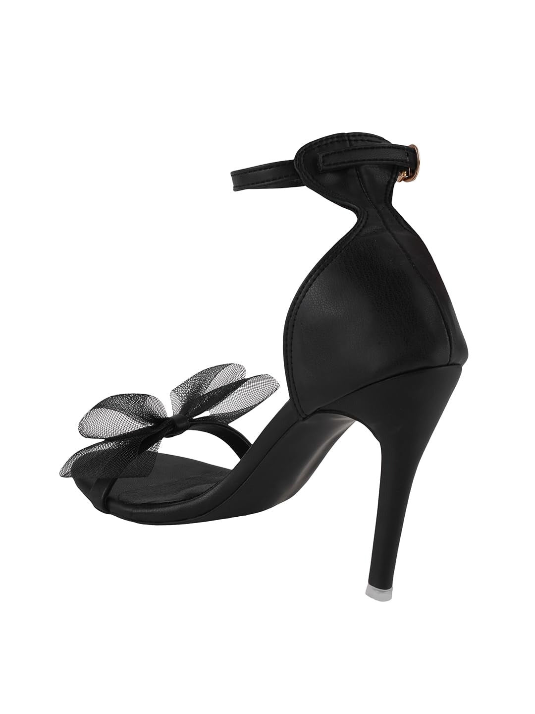 Women’s Black Bow Stiletto Heels – Elegant Ankle Strap Party Sandals